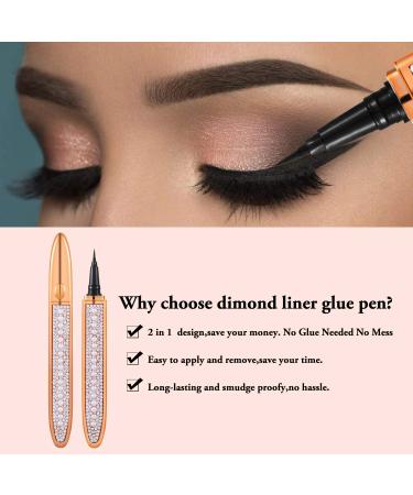 2021 Diamond 2-in-1 Eyeliner Pen & Lash Glue - Waterproof, Mess-Free, Long-Lasting (Style B-Black) - Buy Online on GoSupps.com