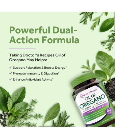 Doctor's Recipes Oil of Oregano with Black Seed Oil 10000 MG Oregano Oil Non-GMO All Natural Herbal Supplement Antioxidant & Immune Support 60 Softgels - Buy Online on GoSupps.com