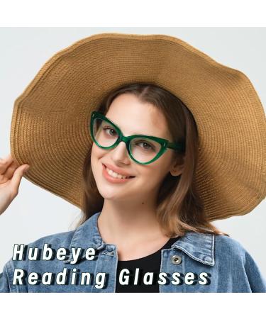 Hubeye Cat Eye Anti Blue Light Glasses for Women - 2 Pairs Oversized Fashion Eyeglasses - Cute Blue Light Readers - 4.0 Diopters - Buy Online on GoSupps.com