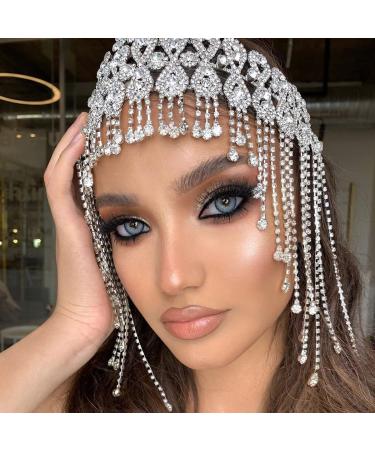STONEFANS Wedding Rhinestone Flapper Headpiece Headband - Great Gatsby Head Chain Jewelry for Women - 1920s Costume Hair Accessory (Silver-Wedding) - Buy Online on GoSupps.com