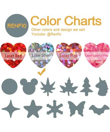 Renfio 50g Holographic Heart Shaped Glitter Confetti Sequins for DIY Art & Decorations - Shiny Laser Silver Chunky 1.75 oz - Buy Online on GoSupps.com