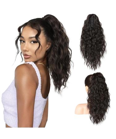 Brikabia Ponytail Extension - Clip-In Long Curly Hair Piece for Women 40cm Black Brown - Buy Online on GoSupps.com
