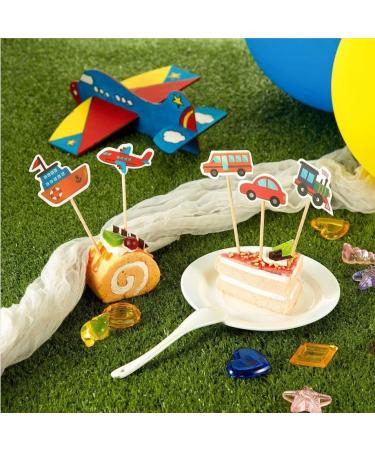 15 Pieces Transportation Cupcake Toppers Car Bus Train Plane Ship DIY Cupcake Toppers for Baby Shower Birthday Party Decorations - Buy Online on GoSupps.com
