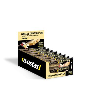 Isostar High Protein 30 Bars Vanilla Cranberry Flavor - Pack of 16 Protein Bars for Athletes - 16 x 55 g