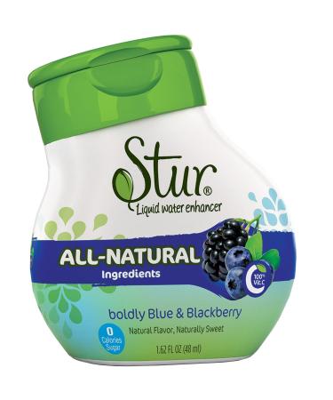 Stur Blue & Blackberry Flavour Single Bottle - 24 Servings - makes 5 litres of drink) High in Vitamin C. All Natural Stevia Water Enhancer. The new alternative to Ice Tea Lemon Tea Peach Tea Squash and Fruit Juice. Real brewed black tea. High in Vitamin C