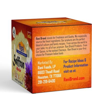 Rani Pure Saffron (Kesar) from India Fragrant & Full Flavor Great for Cooking Tea & Medicinal Grade A All red Threads 1gm(0.035oz) PET Jar All Natural Salt-Free | Vegan | No Colors 1 g (Pack of 1) - Buy Online on GoSupps.com