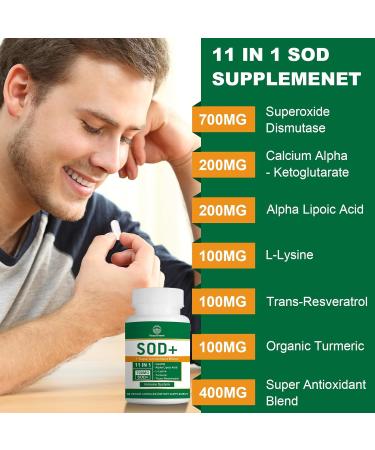700MG Superoxide Dismutase Supplement - High Potency Antioxidant for Cellular Health - 180 Capsules - Buy Internationally - Buy Online on GoSupps.com
