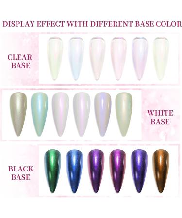 MIZHSE Chrome Nail Powder Set - 6 Colors Mermaid Aurora Moonlight Effect - Nail Art Pigment for Gel Polish - Mirror Effect Glitter Powder - Easy DIY Nail Studio - MJF002 - Buy Online on GoSupps.com