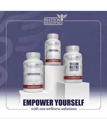 NATION HEALTH MD Vision Nutri Complex - Eye Vitamins with Lutein Bilberry - Eye and Vision Health for Men & Women - 60 Capsules - Buy Online on GoSupps.com