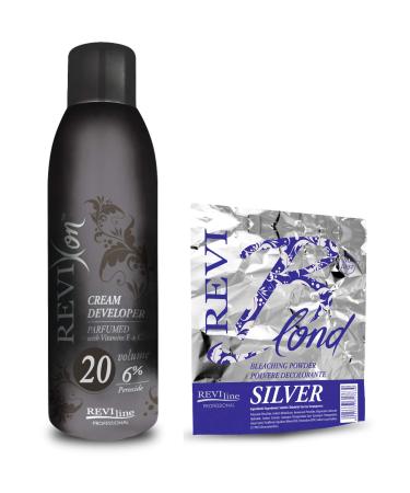 Set of Cream peroxide 1000ml (6% volume 20) and Bleach Powder (SILVER) 500g no dust formula Professional Lightening bleaching highlighting hair protect formula