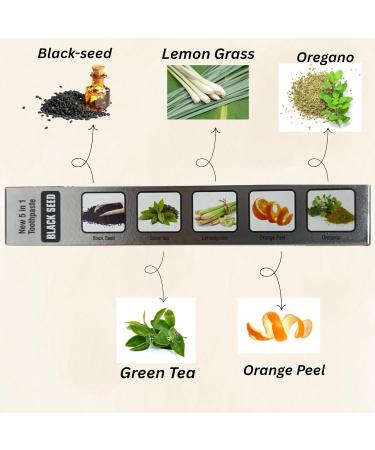 Natural Black Seed Toothpaste (5-Pack) Fluoride-Free & Paraben-Free Herbal Toothpaste for Sensitive Teeth with Lemongrass Orange Peel & Green Tea Fresh Breath & Oral Care - Buy Online on GoSupps.com