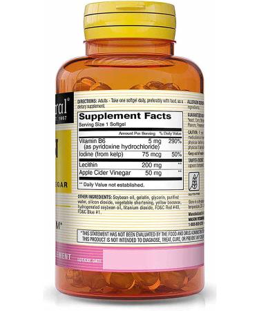 Mason Natural Lecithin with Kelp & B6 + Apple Cider Vinegar - 100 Softgels for Enhanced Wellness - Buy Online on GoSupps.com