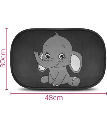 UV Protection Car Sun Shade for Babies - Includes 6 Suction Cups & Transport Bag | Neutral Black Elephant Design - Buy Online on GoSupps.com