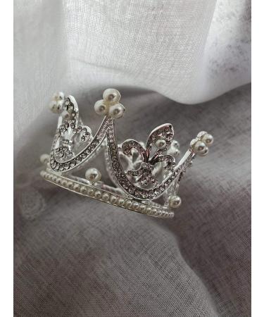 Bridal Wedding Party Pearl Rhinestone Mini Tiara - Princess Crown - Buy Online on GoSupps.com