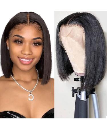 DULOVE Bob Wig Human Hair 13x4 HD Lace Wig 150 Density Short Bob Wigs for Black Women Glueless Wigs Human Hair Pre Plucked with Baby Hair (12 Inch  Natural Color) 12 Inch Natural Color