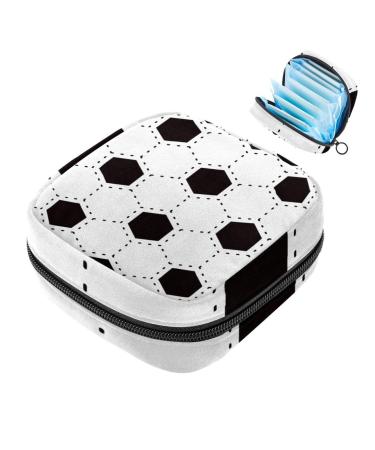 Portable women's binding-storage bags menstrual cup pocket female menstrual pads bags for teenage girls tampons for the first period football pattern black and white multicolored