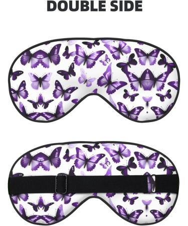 Soft Sleeping Eye Mask White and Purple Butterflies Breathable Perfect for Travel and Relaxation - Buy Online on GoSupps.com