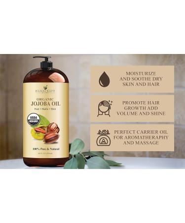 Organic Jojoba Oil - 828 ml - 100% Pure & Natural for Skin, Face, and Hair - Moisturizing Anti-Aging Formula for Men and Women - Buy Online on GoSupps.com