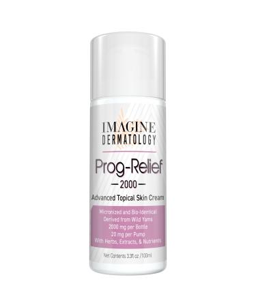 Bio-Identical Progesterone 2000mg Micronized USP from Wild Yam Prog-Relief Cream 100 Pump Applications Paraben-Free Soy Free Female Mid-Life Solution TSA Compliant Size USA Made 3.38 Fl Oz (Pack of 1)