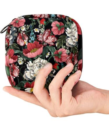 Colorful Peony Flower Sanitary Napkin Storage Bag | Portable Menstrual Period Pouch for Teen Girls & Women - Color 14 - Buy Online on GoSupps.com