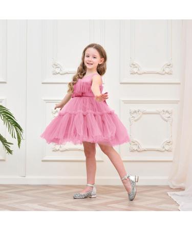 Miipat Baby Girl Tulle Dress with Headband | Sleeveless Princess Party Dress for Toddler Girls | 18-24 Months Dustpink - Buy Online on GoSupps.com