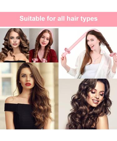 Heatless Curlers Headband - DIY Soft Wave Curls Tools with Flower Pattern Elastic Band - No Heat Rollers for Long/Medium Hair (Pink) - Buy Online on GoSupps.com