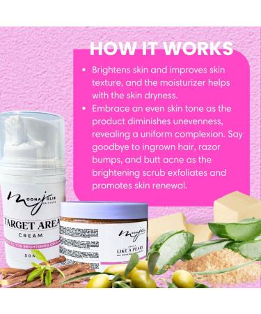 Moona Jolie Bikini Kit - Brightening Cream & Exfoliating Scrub for Dark Spots & Skin Tone | Vegan Organic Skincare for Full Body & Bikini Area - Buy Online on GoSupps.com