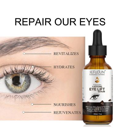 Caffeine Eye Serum with Vitamin C, Hyaluronic Acid & Collagen - 1 oz / 30ml - Reduce Puffiness, Dark Circles & Under Eye Bags - Buy Online on GoSupps.com