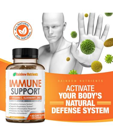 10-in-1 Immune Support Supplement with Vitamin C, Zinc, Elderberry, Echinacea, Turmeric & Probiotics - Dr. Approved Immunity Booster for Respiratory Health - Buy Online on GoSupps.com