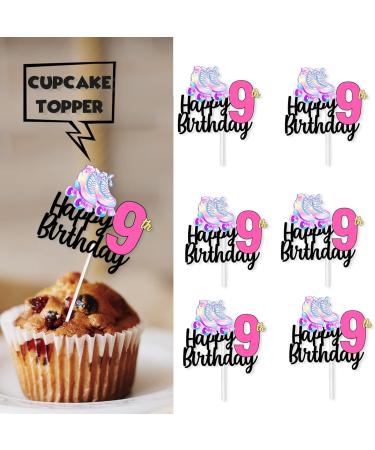 18pcs Pink Glitter Roller Skates Happy Birthday Dessert Cupcake Topper 80s 90s Retro Hip Hop Roller Skating Theme Decor Supplies Boys Girls 9th Happy Birthday Party Decorations 09 - Buy Online on GoSupps.com