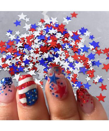 4th of July Stars Nail Sequins - Independence Day Glitter for Patriotic Nail Art | Holographic Laser Flakes & Confetti for America-themed Designs - Buy Online on GoSupps.com