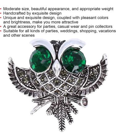 Rhinestone Perched Owl Brooch Cute Beautiful Fashion Big Eyed Owl Brooch Simulated for Weddings for Parties for Vacations - Buy Online on GoSupps.com