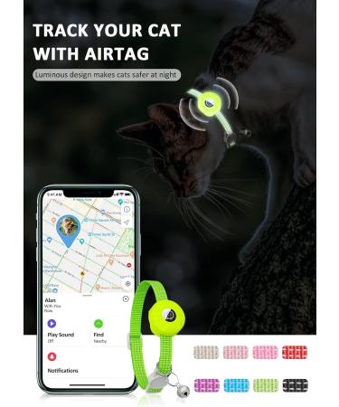 Buy Luminous Yellow Airtag Cat Neck Band | Reflective Kitten Collar with Bell | Light Tracker for Young Cats - Buy Online on GoSupps.com