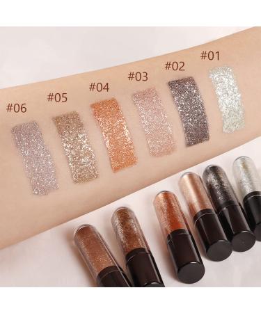 6Pcs Liquid Glitter Eyeshadow & Eyeliner Set - Silver & Gold Palette | Shimmer, Sparkle, and Metal Glitter Eyeshadow Sticks - Longwear Formula - Buy Online on GoSupps.com