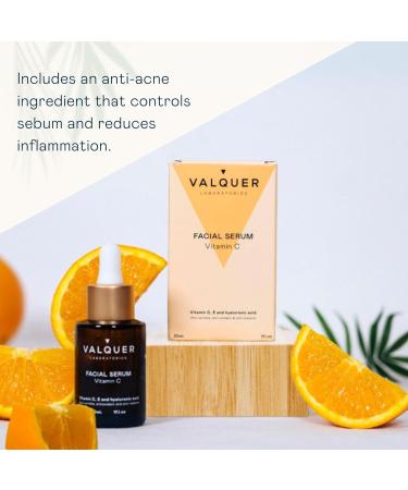 Valquer Laboratorios Facial serum with vitamin C and hyaluronic acid Vegan and 91 natural ingredients Antiwrinkle antiacne and antioxidant 30 ml - Buy Online on GoSupps.com