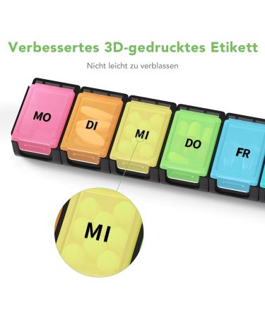 Buy Opret 7-Day Tablet Box - German Rainbow Pill Organizer & Weekly Medication Holder in Black - Buy Online on GoSupps.com