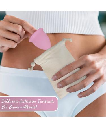 Buy Avaloona Menstrual Cup (2-Pack) - Made in Germany Fairtrade Organic Cotton Bags Hygienic Sustainable Anti-Allergen Vegan - Small Pink - Buy Online on GoSupps.com