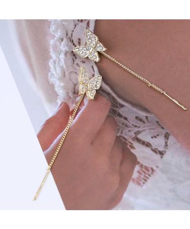 Vintage Crystal Butterfly Chain Earrings | Gold Bar Tassel Threader Jewelry for Women | Elegant CZ Ear Climbers - Buy Online on GoSupps.com