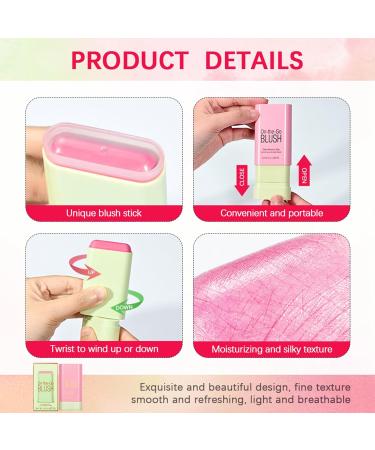 Blushers for Cheeks Make Up - Creamy Lightweight Multi-Stick for Face Eyes & Lip - Long-lasting 3-in-1 Multi-Use Blusher Contour Stick - Moisturize and Blendable Blush for Nature Look (Shy Pink) 1#shy pink 1 g (Pack of 1) - Buy Online on GoSupps.com