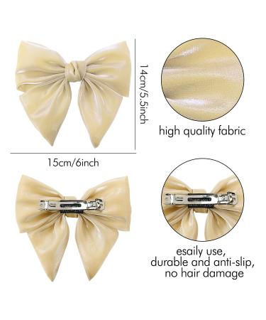 8 Pack Shiny Fabric Large Bow Hair Clips, Handmade Hair Accessories for Women - Buy Online on GoSupps.com
