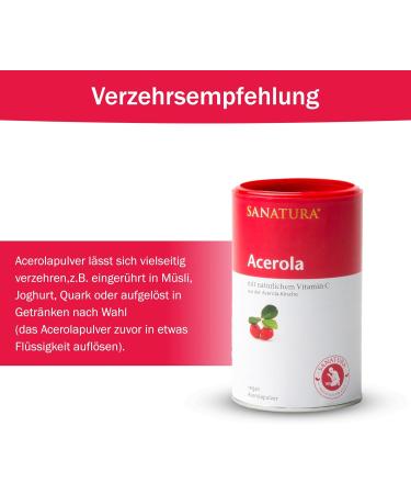  Sanatura Sanatura Acerola Powder 3x175g (Pack of 3) - High-dose natural vitamin C - from acerola cherry - Easy to use - Very economical - Vegan - Buy Online on GoSupps.com