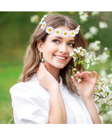 Cinaci 8 Pieces Beach Hawaiian Festival Hippie Party Wedding Bridal Sunflower Daisy Flower Headbands Tiara Crowns Floral Hair Wreaths Bands Headpieces for Women Girls Teens Kids - Buy Online on GoSupps.com