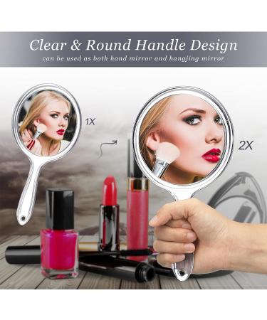 Queekay Clear Double-Sided Handheld Mirror - 1x/2x Magnification Travel-Friendly Cosmetic Mirror for Makeup - Buy Online on GoSupps.com