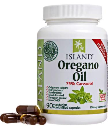 Oregano Oil Capsules, Liquid-Filled - Immune Support with Enhanced Delivery - 100% Grown in Spain - 100mg (90-Count) 75% Carvacrol - Super-Strength Oil of Oregano Capsules by Island Nutrition