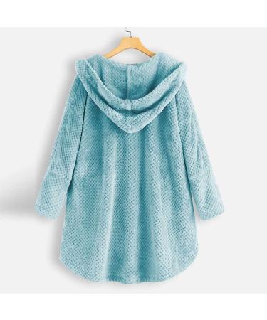 Hanxiulin Oversize Plush Jacket for Women - Warm Lined Fleece Sweatshirt Windproof Coat & Thick Cardigan - Breathable XL Winter Jacket in Light Blue - Buy Online on GoSupps.com