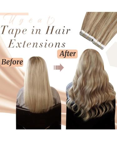 Ugeat Tape In Real Hair Extensions - 55cm Blonde & Brown 50g - Premium Quality #P10/613 - Buy Online on GoSupps.com