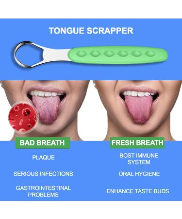 Stainless Steel Tongue Scraper Set for Adults & Kids - Oral Self Care Pack for Bad Breath - 2pcs with Travel Case - Medical Grade Tongue Cleaner - Buy Online on GoSupps.com