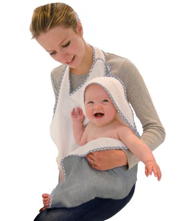 Cuddledry Hands Free Baby Bath Towel | Luxuriously Soft Bamboo & Cotton Hooded Baby Towel | Apron Towel for Safe Babies Bathtime | Perfect Newborn Gift | Grey