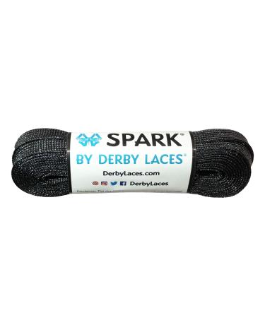 Derby Laces Spark Black Metallic Shoelace for Shoes, Skates, Boots, Roller Derby, Hockey and Ice Skates 96 Inch / 244 cm