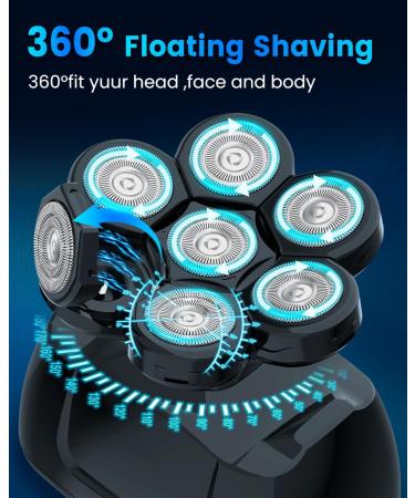 Head Shavers for Bald Men - 6-in-1 Electric Razor with LED Display & Waterproof Design - Rechargeable 7D Rotary Grooming Kit - Perfect for Dry/Wet Use - Buy Online on GoSupps.com